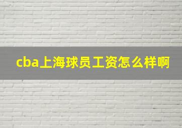 cba上海球员工资怎么样啊