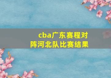 cba广东赛程对阵河北队比赛结果