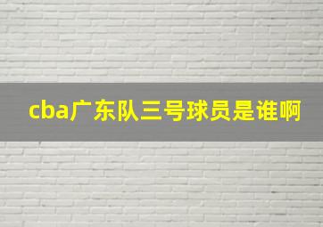 cba广东队三号球员是谁啊