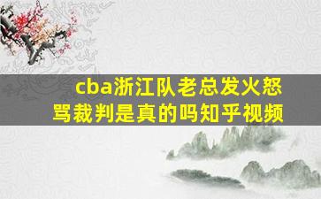 cba浙江队老总发火怒骂裁判是真的吗知乎视频