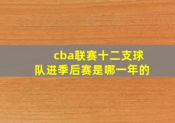 cba联赛十二支球队进季后赛是哪一年的