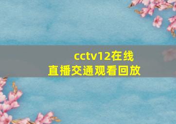 cctv12在线直播交通观看回放