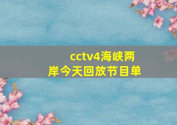 cctv4海峡两岸今天回放节目单