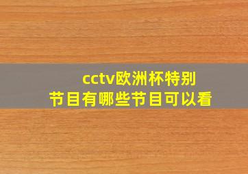 cctv欧洲杯特别节目有哪些节目可以看