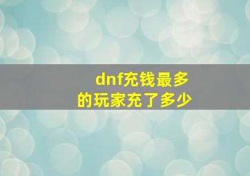 dnf充钱最多的玩家充了多少