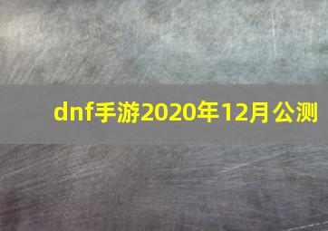 dnf手游2020年12月公测