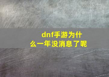 dnf手游为什么一年没消息了呢