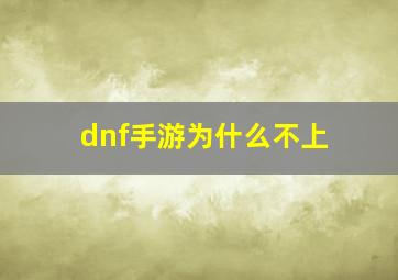 dnf手游为什么不上