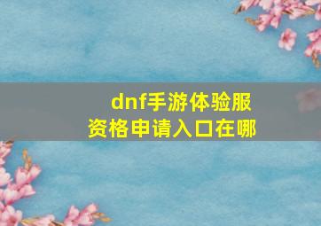 dnf手游体验服资格申请入口在哪