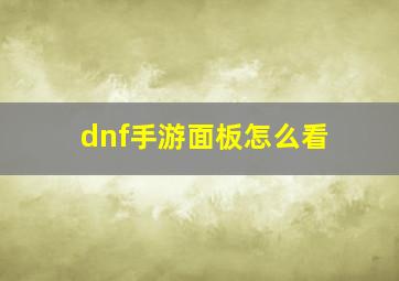 dnf手游面板怎么看