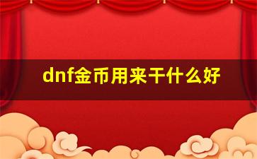 dnf金币用来干什么好