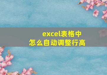 excel表格中怎么自动调整行高