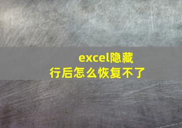 excel隐藏行后怎么恢复不了