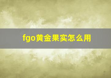 fgo黄金果实怎么用