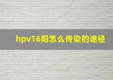 hpv16阳怎么传染的途径