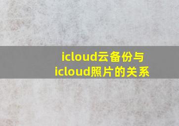 icloud云备份与icloud照片的关系