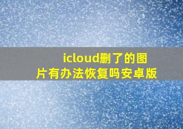 icloud删了的图片有办法恢复吗安卓版