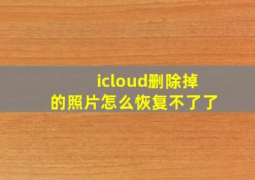 icloud删除掉的照片怎么恢复不了了