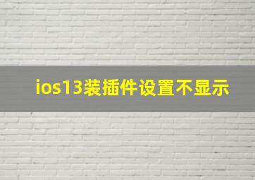 ios13装插件设置不显示