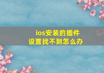 ios安装的插件设置找不到怎么办