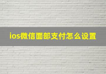 ios微信面部支付怎么设置