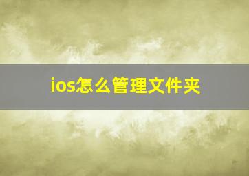 ios怎么管理文件夹