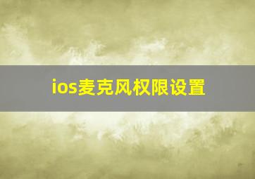 ios麦克风权限设置