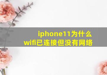 iphone11为什么wifi已连接但没有网络