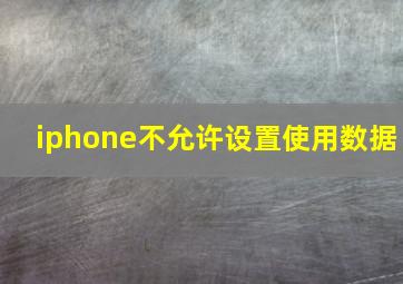 iphone不允许设置使用数据