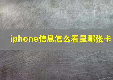 iphone信息怎么看是哪张卡