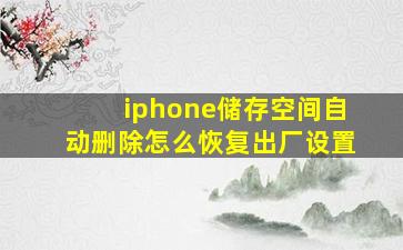 iphone储存空间自动删除怎么恢复出厂设置