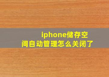 iphone储存空间自动管理怎么关闭了