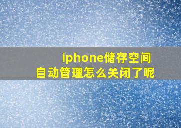 iphone储存空间自动管理怎么关闭了呢