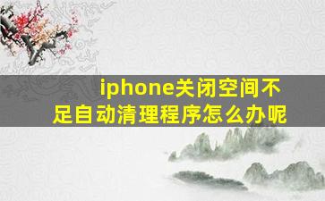 iphone关闭空间不足自动清理程序怎么办呢