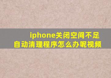 iphone关闭空间不足自动清理程序怎么办呢视频