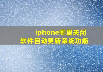 iphone哪里关闭软件自动更新系统功能