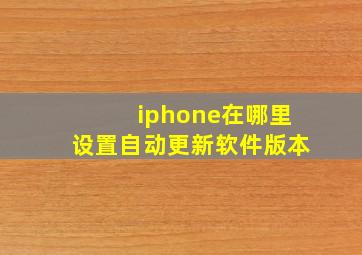 iphone在哪里设置自动更新软件版本