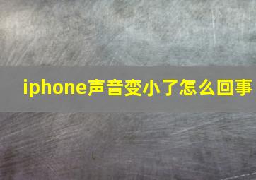 iphone声音变小了怎么回事