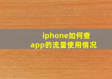 iphone如何查app的流量使用情况