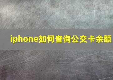 iphone如何查询公交卡余额