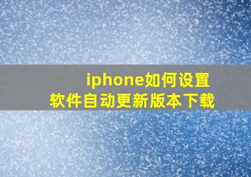 iphone如何设置软件自动更新版本下载