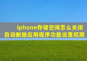 iphone存储空间怎么关闭自动删除应用程序功能设置权限