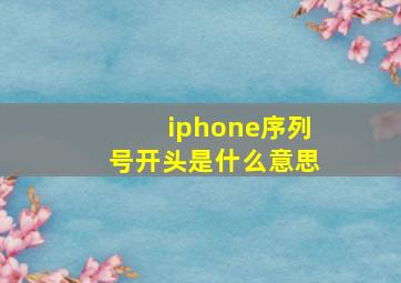 iphone序列号开头是什么意思