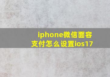 iphone微信面容支付怎么设置ios17