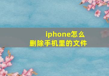 iphone怎么删除手机里的文件