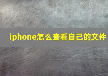 iphone怎么查看自己的文件