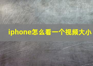 iphone怎么看一个视频大小