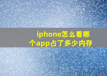 iphone怎么看哪个app占了多少内存