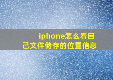 iphone怎么看自己文件储存的位置信息