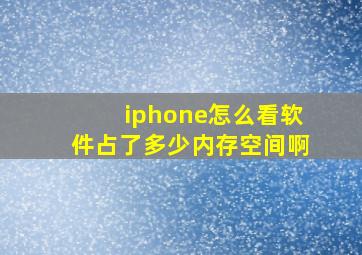 iphone怎么看软件占了多少内存空间啊